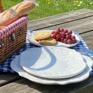Madison Versailles Blanc Amelie plates, 1 salad, 1 appetizer, glazed pottery